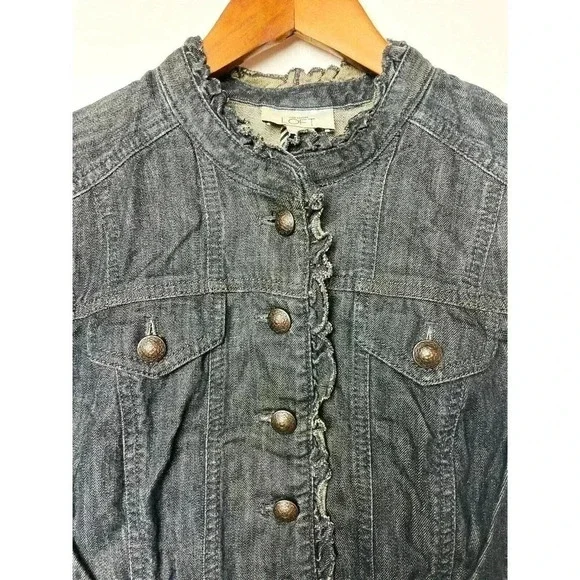 Ann Taylor LOFT blue jean Denim jacket Sz 6 - Picture 4 of 5